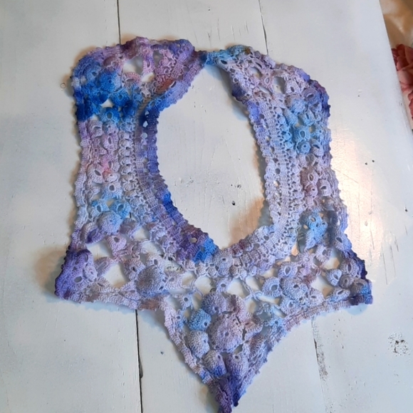 VINTAGE knitted collar Upcycled tiedyed - Picture 2 of 4
